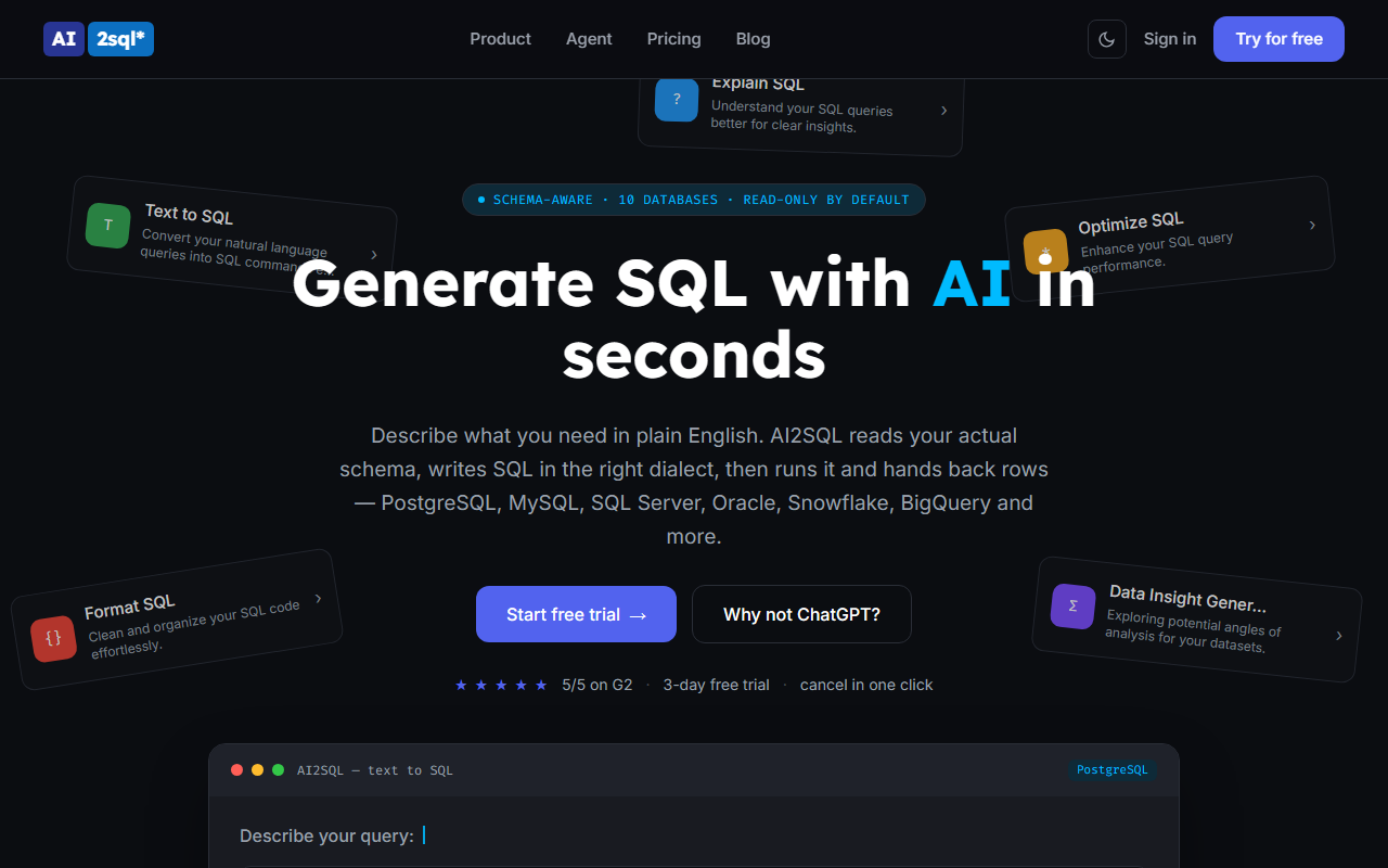 AI2sql 界面截图