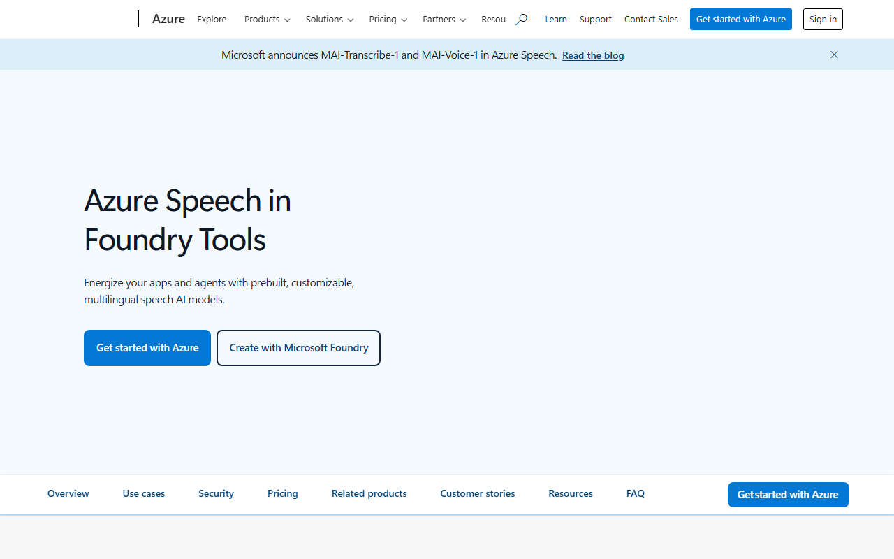 Microsoft Azure Neural TTS 界面截图