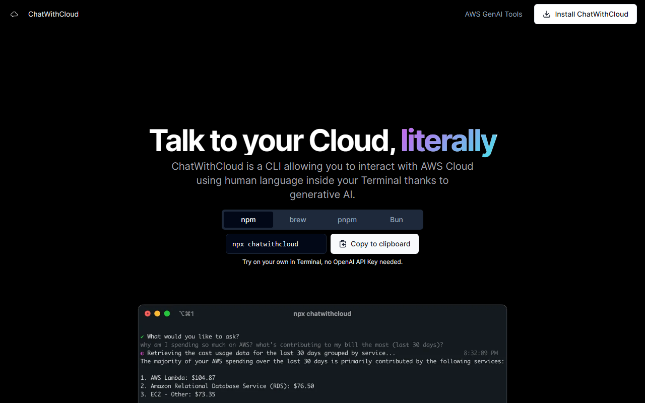 ChatWithCloud 界面截图