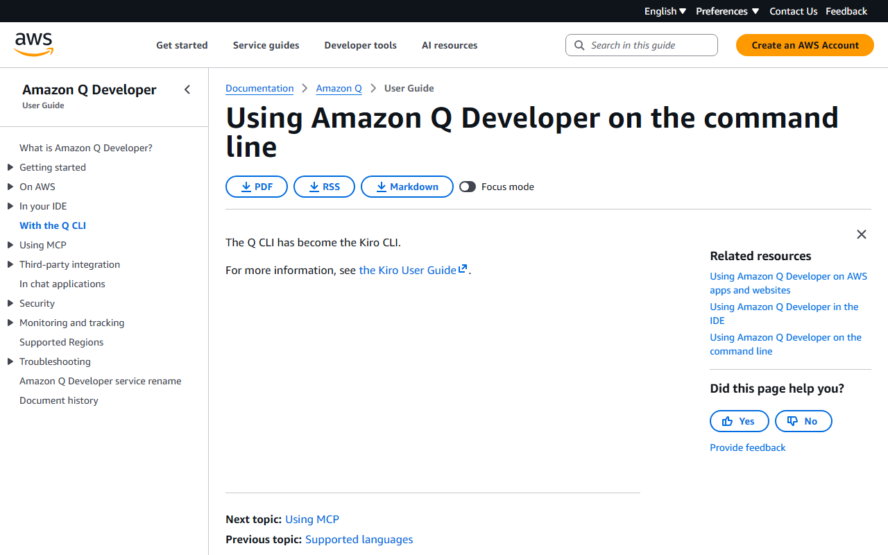 Amazon Q Developer CLI 界面截图