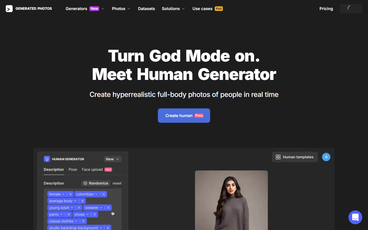 Human Generator 界面截图