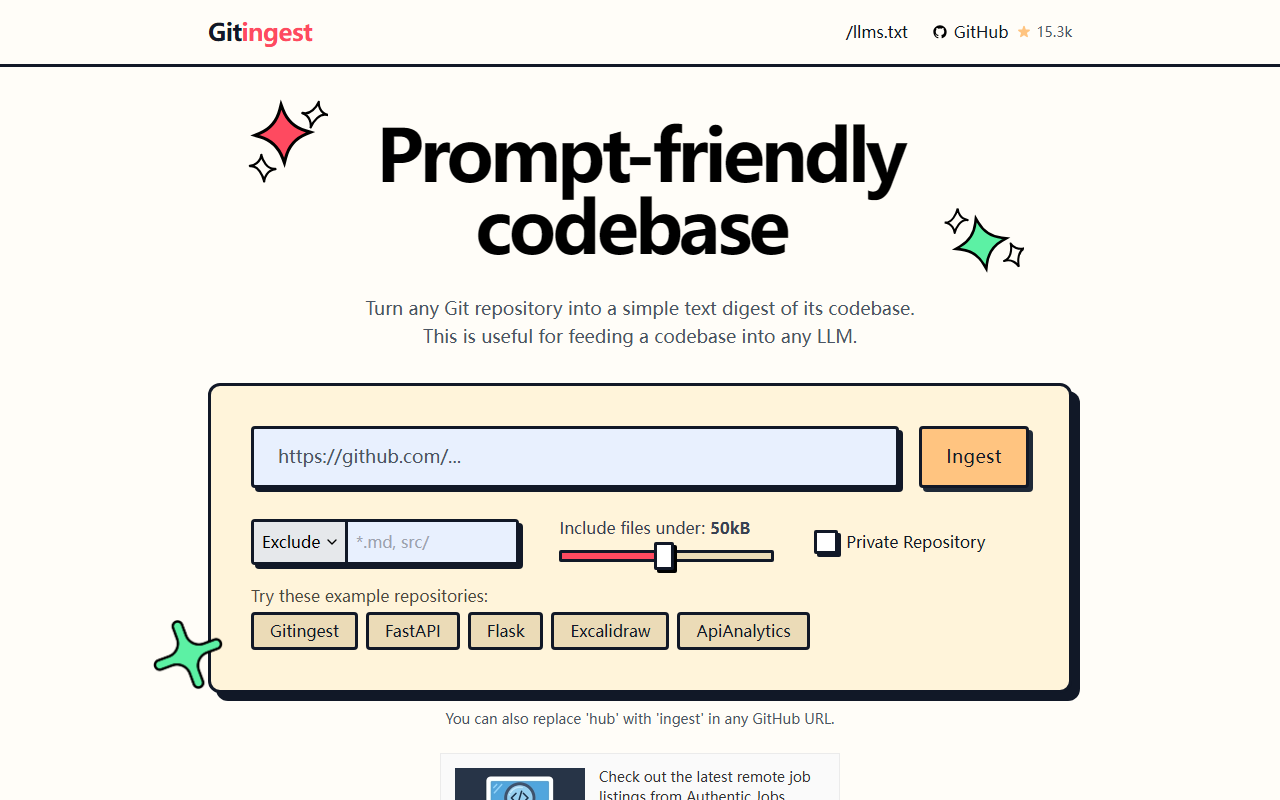 Gitingest 界面截图