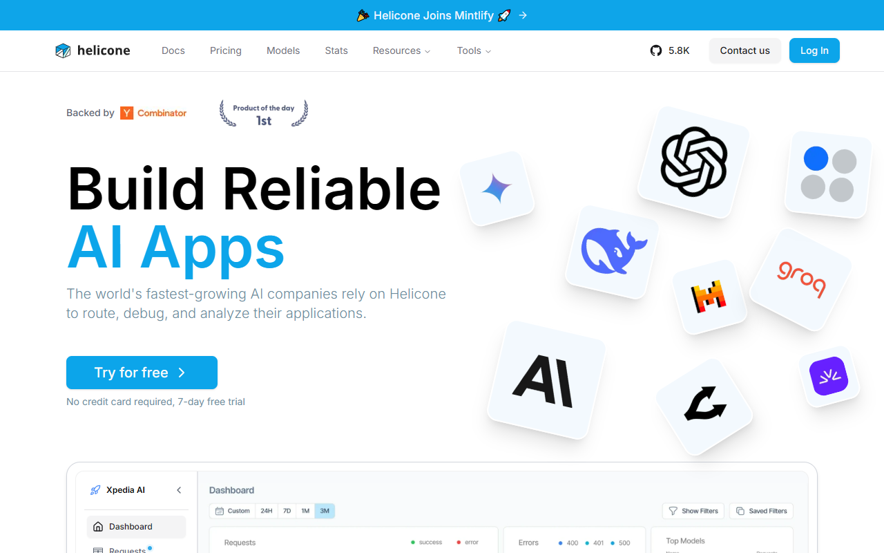 Helicone AI 界面截图