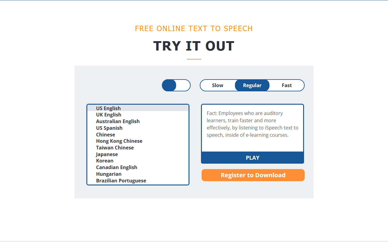 iSpeech 界面截图