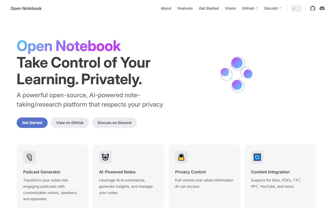 Open Notebook 界面截图