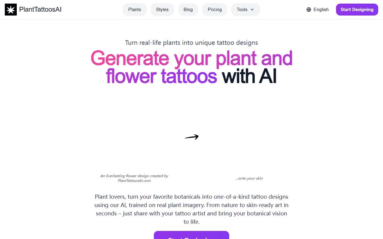 PlantTattoosAI 界面截图